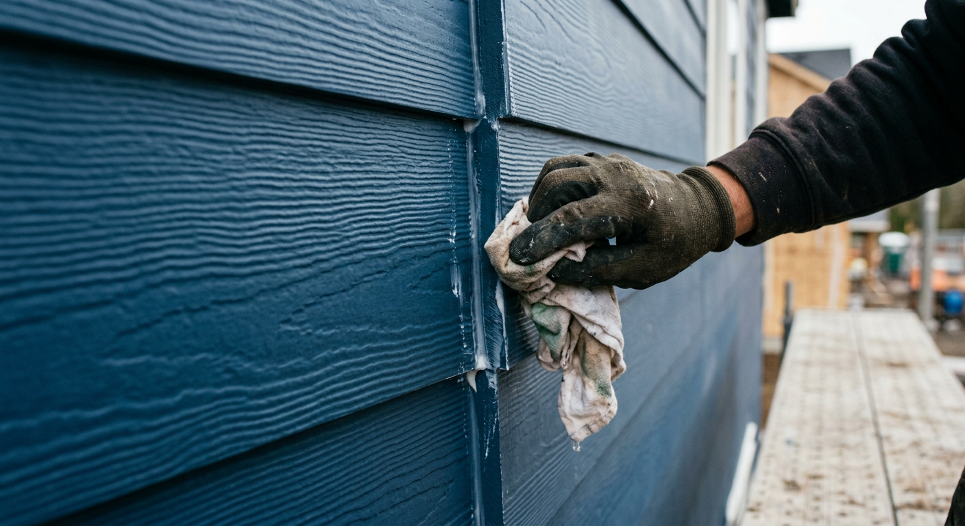 Close-up of new James Hardie siding being installed on a home in Bothell, WA.