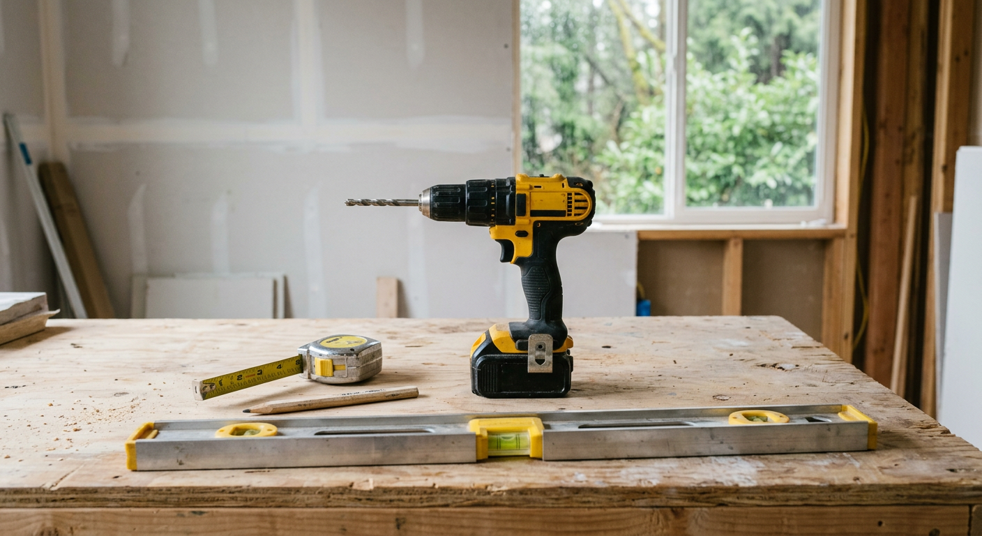 Tools for an interior remodel project in an Edmonds home.
