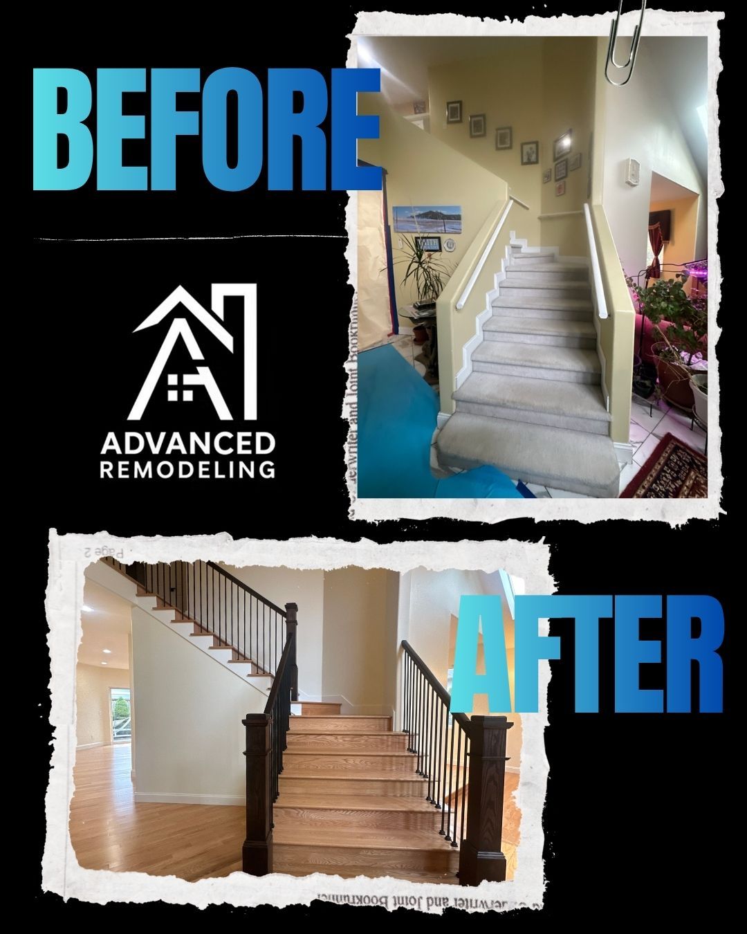 Stylish Staircase Remodel with Black Metal Balusters in Bellevue, WA